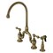 Kingston Brass KS7793ALBS Bridge Kitchen Faucet with Brass Sprayer, Antique Brass KS7793ALBS - alternate 1